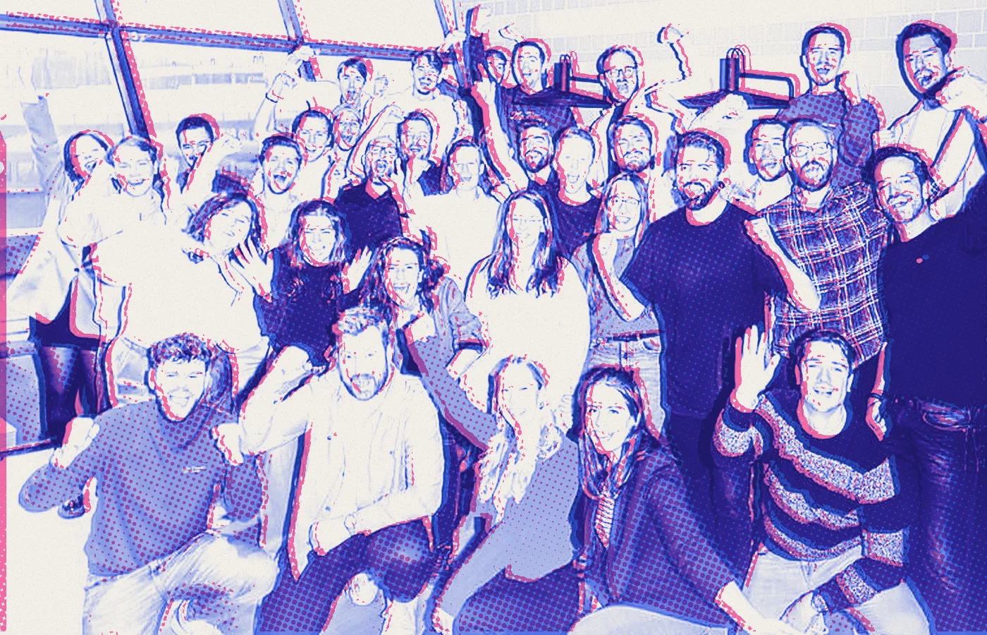 Het team van Vertigo 6 juicht na de FONK150-verkiezing tot beste PR-bureau van Nederland